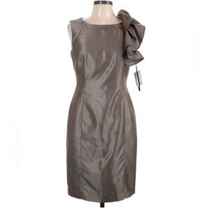 Calvin Klein Brown Asymmetrical Ruffled Sheath Dress